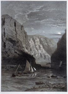 Landskap av Rhen, Lurley-In "" Den monumentala och pittoreska Rhen", akvarell efter naturen, litografier av Fourmais och Stroobant.