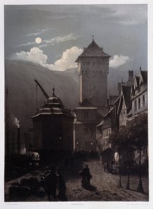 Chateau Boppart. I "" Den monumentala och pittoreska Rhen"". Litografier av Fourmais och Stroobant