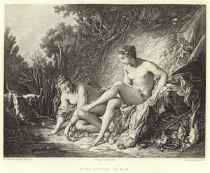 Diane lämnar badet (gravyr) av Francois (after) Boucher