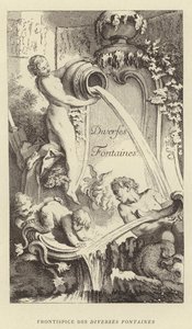 Frontispice av de olika fontänerna (gravyr) av Francois (after) Boucher