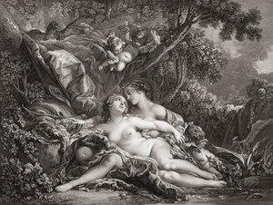 Jupiter och Callisto. (skriva ut) av Francois (after) Boucher