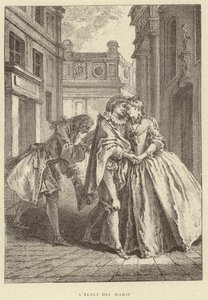 The School of Husbands (gravyr) av Francois (after) Boucher
