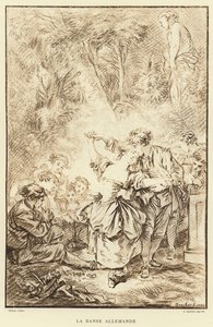Den tyska dansen (gravyr) av Francois (after) Boucher