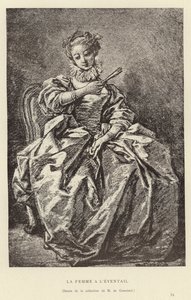 Kvinnan med en fläkt av Francois (after) Boucher