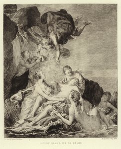 Latona på ön Delos (gravyr) av Francois (after) Boucher
