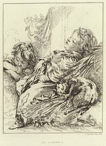 Sömn (gravyr) av Francois (after) Boucher