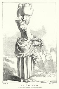 Milkmaid (gravyr) av Francois (after) Boucher
