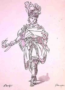 Operadräkt, från Menus Plaisirs-samlingen, faksimil av A. Guillaumot Fils (färglitografi) av Francois (after) Boucher