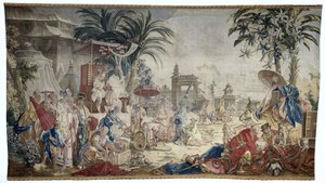 Den kinesiska marknaden, kunglig tillverkning av Beauvais av Francois (after) Boucher
