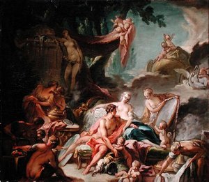 The Loves of the Gods: Mars and Venus (olja på duk)