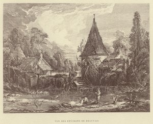 Utsikt över Beauvais omgivningar (gravyr) av Francois (after) Boucher