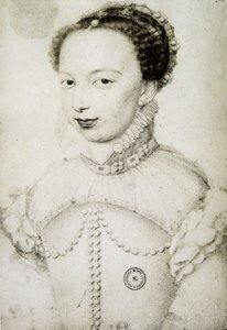porträtt av Marguerite de Valois, känd som drottning Margot (1553-1615), drottning av Navarra, Henrik IV:s första fru. efter François Clouet