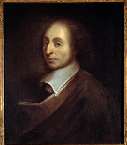 Porträtt av Blaise Pascal (1623-1662) (h s/t 0,70 x 0,56) av Francois Quesnel (1637-99). av Francois (after) Quesnel