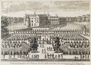 Utsikt över Chateau de Chantilly från Orangeriet, mitten av 1700-talet