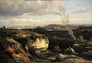 Italienskt landskap av Francois Antoine Leon Fleury