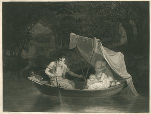 Konstnären Jean Baptiste Isabey med sin familj i en roddbåt (