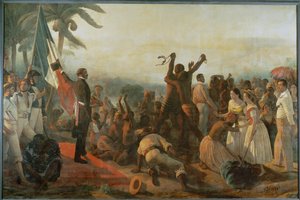 Proklamation av de svartas frihet i kolonierna ... av François Auguste Biard