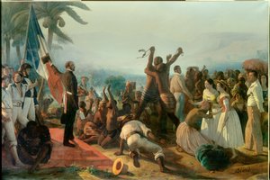 Tillkännagivande om avskaffandet av slaveriet i de franska kolonierna den 23 april av François Auguste Biard