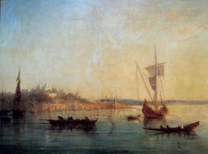 Utsikt över Konstantinopel från ingången till Bosporen Målning av Francois Pierre Barry (1813-1905) 1869 Sön. 0,64x1 m Marseille, Musee des Beaux Arts
