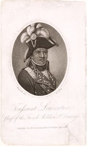 Toussaint Louverture (c.1743-1803) Chef för de franska rebellerna i St. Domingo, graverad av Holl, pub. av H.D. Symonds, 1802 (etsning och gravyr)