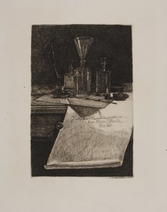 Frontespis, etsningsverktyg av François Bonvin