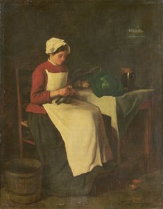 Den unga hemmafrun (olja på duk) av François Bonvin