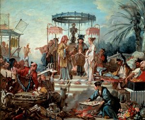 Kinesisk bröllopsscen bröllop vid kejsarens hov av Kina. Målning av Francois Boucher (1703-1770) 1740 Besançon, Musee des Beaux Arts av François Boucher
