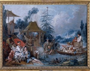 Chinoiserie: ""fiske"" Målning av Francois Boucher (1703-1770) av François Boucher