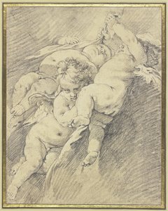 Tre änglar som svävar i luften av François Boucher