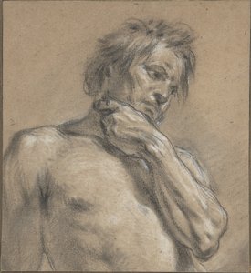 Studiemålning i halvfigur av en man av François Boucher
