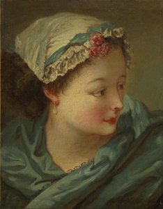 Huvud av en ung kvinna, tidigt 1730-tal (olja på duk) av François Boucher