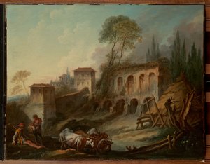 Ett fantasilandskap med Palatinen sedd från Campo Vaccino av François Boucher