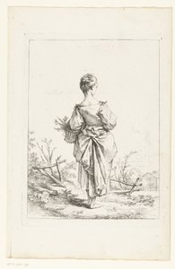 Ung flicka med en korg av François Boucher