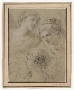 Huvudstudier som på ett illustrativt sätt visar olika känslor av François Boucher