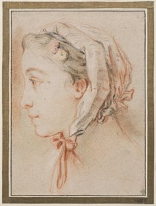 Kvinnohuvud, profil med mössa av François Boucher