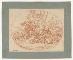 Ett par som vilar under träden (mottryck) av François Boucher