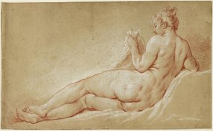 Liggande kvinnlig akt, sedd bakifrån av François Boucher
