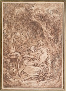 Överraskade älskare (Annette och Lubin) av François Boucher