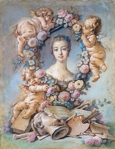 Porträtt av Marquise de Pompadour (1721-1764) (Jeanne Antoinette Poisson, känd som Madame de Pompadour av François Boucher