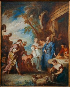 Rebecca tar emot Abrahams gåvor från Eliezer... av François Boucher