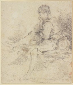 Sittande pojke med bara ben av François Boucher