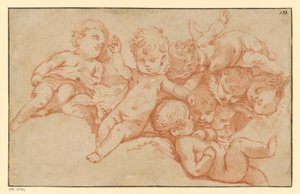Lekande putter (mottryck) av François Boucher