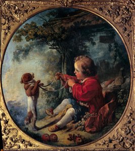Forskarhunden Målning av Francois Boucher (1703-1770) Choletn Museum of Art and History från 1700-talet av François Boucher