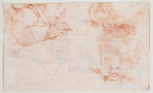 Tre pojkhuvuden. Studier till en dörrpanel på Amalienborg av François Boucher
