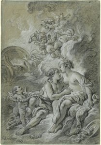 Venus lutade sig mot sin kära Adonis ... av François Boucher