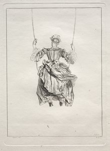 Kvinna på en gunga, sedd bakifrån av François Boucher