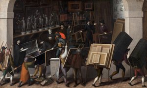 Konfiskeringen av innehållet i en målares ateljé, ca 1590