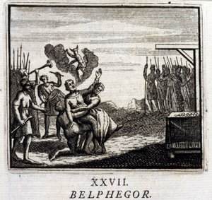 Belphegor. Fabler av Jean de La Fontaine (1621-95). Illustration av Francois Chauveau (1613-1676). Upplaga av 1728. av Francois Chauveau
