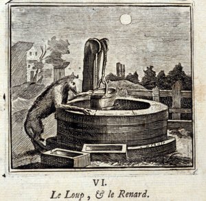 Illustration från "Fables of Jean de la Fontaine" (litho) av Francois Chauveau