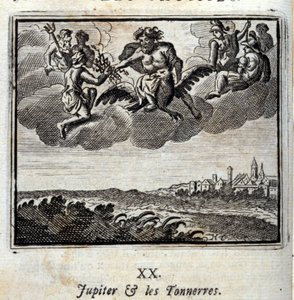 Jupiter and the Thunners.Fables av Jean de La Fontaine (1621-95). Illustration av François Chauveau (1613-1676). Upplaga av 1728. av Francois Chauveau